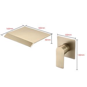 Wall Mount Bathtub Faucet With Waterfall Tub Spout And Single Handle Stainless Steel