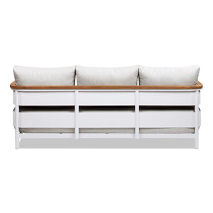 Rhodes 2pc Teak & Aluminum Outdoor Sofa and Coffee Table Set