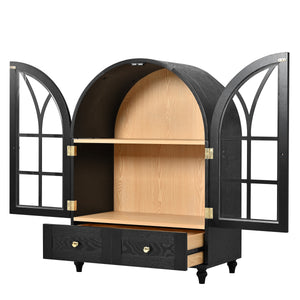 Arched Display Cabinet with Tempered Glass Doors