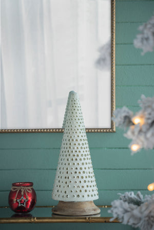 D6.7x18" Glass Christmas Cone Tree Decoration