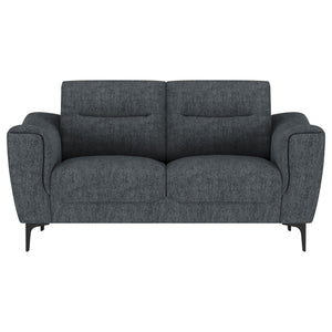 Oberle - Upholstered Sloped Track Arm Loveseat - Charcoal