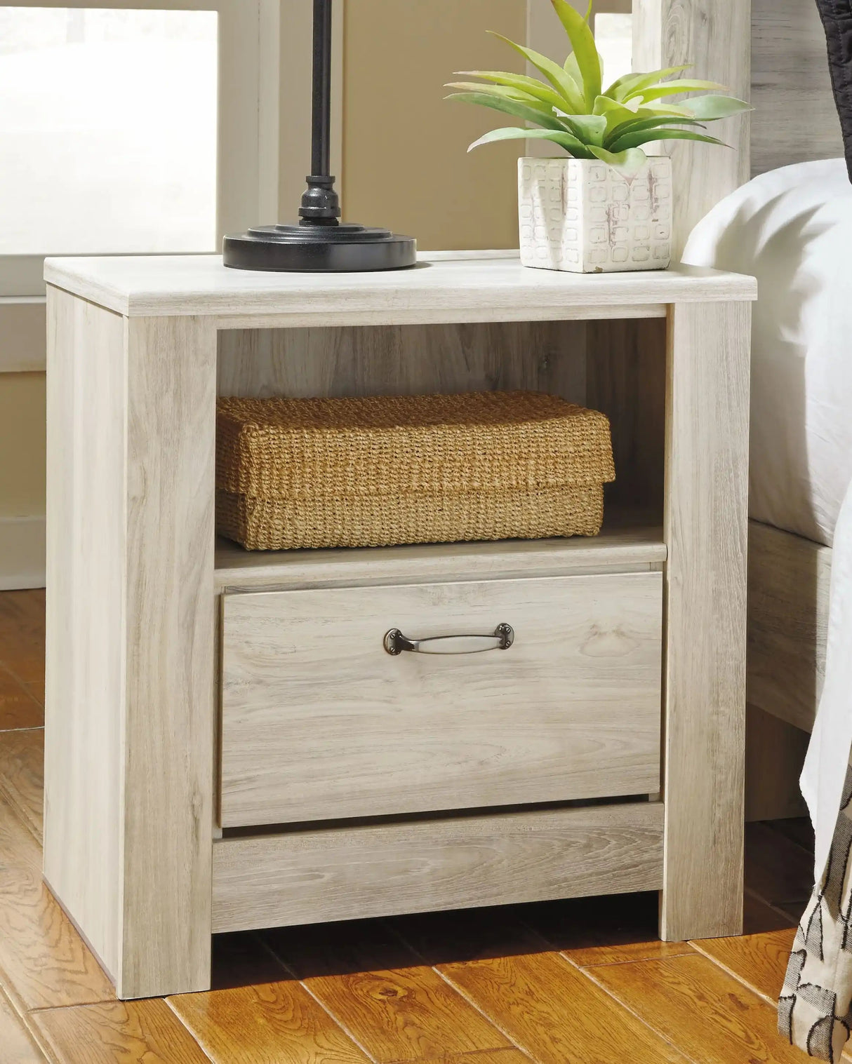 Bellaby - One Drawer Night Stand - Whitewash - Best Buy Furniture