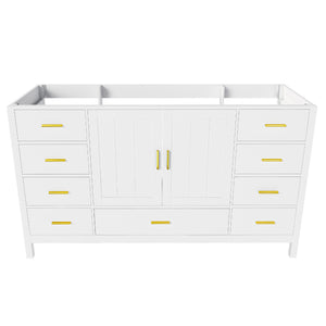 60" Bathroom Vanity Base Cabinet with Storage in White