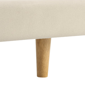 Beige Chunky Headboard Bed Frame with Solid Rubberwood Legs, Cal-King