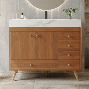 36" Freestanding Bathroom Vanity with Faux Marble Top