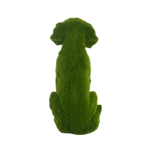 Flocked Dog Garden Statue with Weatherproof Resin - Green