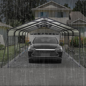 Metal Carport 13 × 26.5 FT with Galvanized Steel Roof