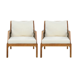 2 Piece Acacia Wood Patio Furniture Club Chair Set