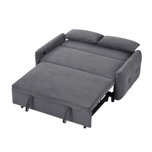 Pull-Out 2 Seat Modern Sleeper Sofa With 2 Throw Pillows And USB Ports