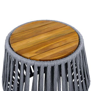 Outdoor Side Table with Rope and Acacia Wood