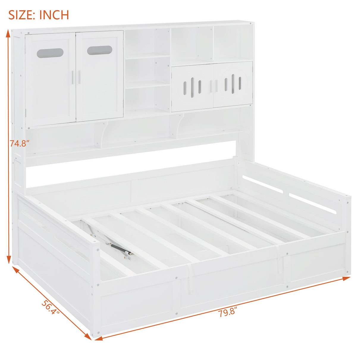 Daybed With All-In-One Cabinet And Shelf