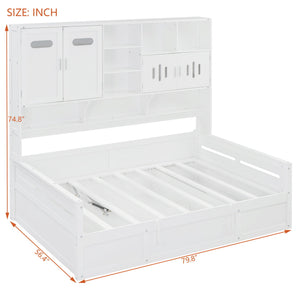 Daybed With All-In-One Cabinet And Shelf