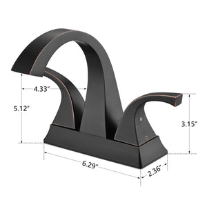 Two Handle 4 Inch Centerset Bathroom Sink Faucet with Pop-Up Drain, Oil Rubbed Bronze