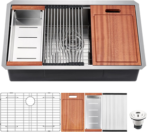 30" Undermount Workstation Stainless Steel Kitchen Sink