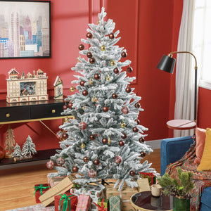 HOMCOM 6ft Snow Flocked Artificial Christmas Tree