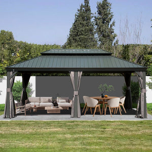 12' x 18' Hardtop Metal Gazebo with Double Roof Canopy