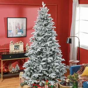 HOMCOM 8ft Snow Flocked Artificial Christmas Tree