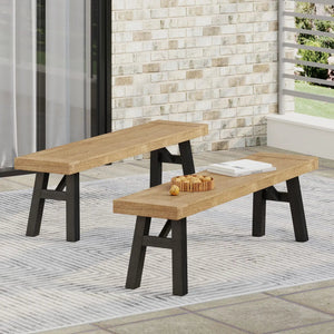 Outdoor Bench With Slat Panel Design And Acacia Wood Frame - Best Buy Furniture