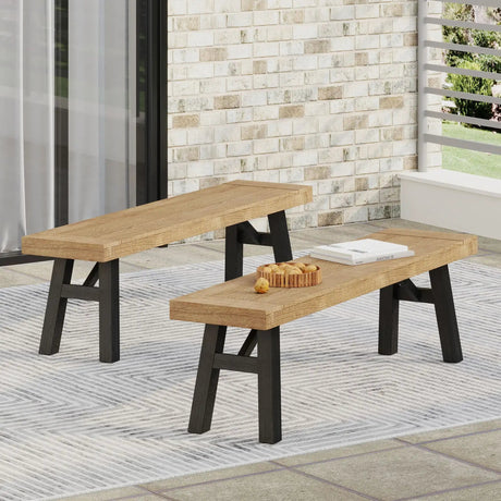 Outdoor Bench With Slat Panel Design And Acacia Wood Frame - Best Buy Furniture