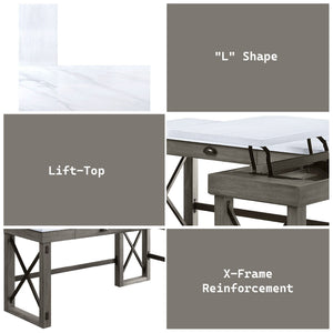 Talmar - Marble Top Weathered Writing Desk With Lift Top