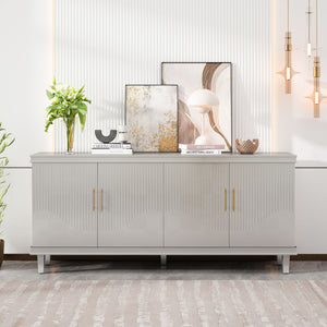 4 Door Cabinet With Adjustable Shelves, Large Storage For Living Room - Champagne
