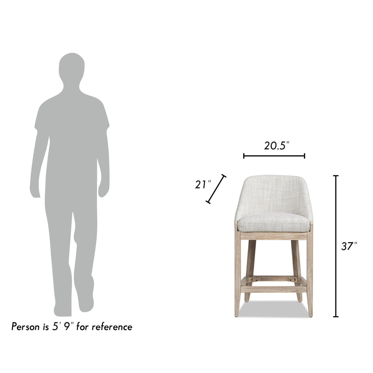 Newport 26.5" Coastal Curved Back Counter Stool, Two-Tone Neutral