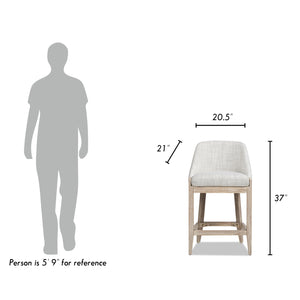 Newport 26.5" Coastal Curved Back Counter Stool, Two-Tone Neutral