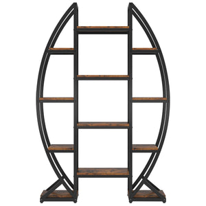 Triple Wide Oval Etagere Bookcase With Shelves For Living Room