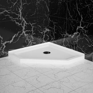 Neo Angle Corner Drain Shower Base - White