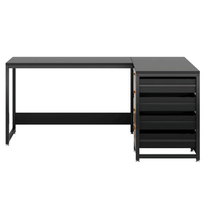 L-Shaped Computer Desk With Drawers And Shelves, Workstation For Home Office