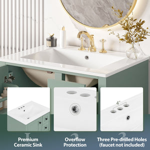 Bathroom Vanity With Integrated Basin, Soft Close Drawers, Door Mounted Double Layer Shelf