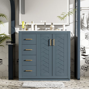Bathroom Vanity With Sink Combo, Storage Cabinet, Freestanding Set With 3 Drawers & Soft Closing Doors