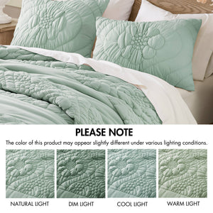 3-Piece Full/Queen Comforter Set with Soft Poly Jersey Fabric - Grey