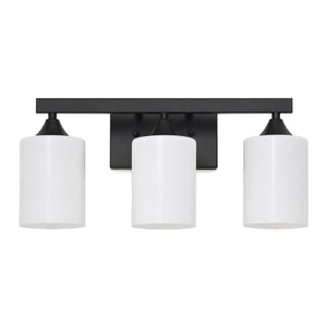 3-Light Matte Black Bathroom Vanity Light