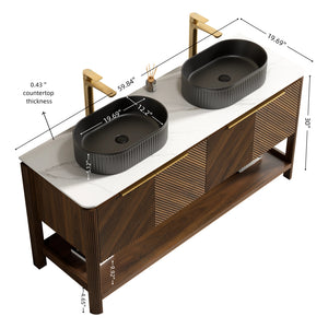 Indigo 60" Bathroom Vanity with Sintered Stone Countertop and Vessel Sink