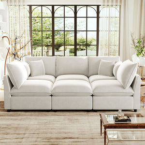 Modern Sectional Sofa U-Shaped With Movable Ottoman Storage Armrests And USB Ports