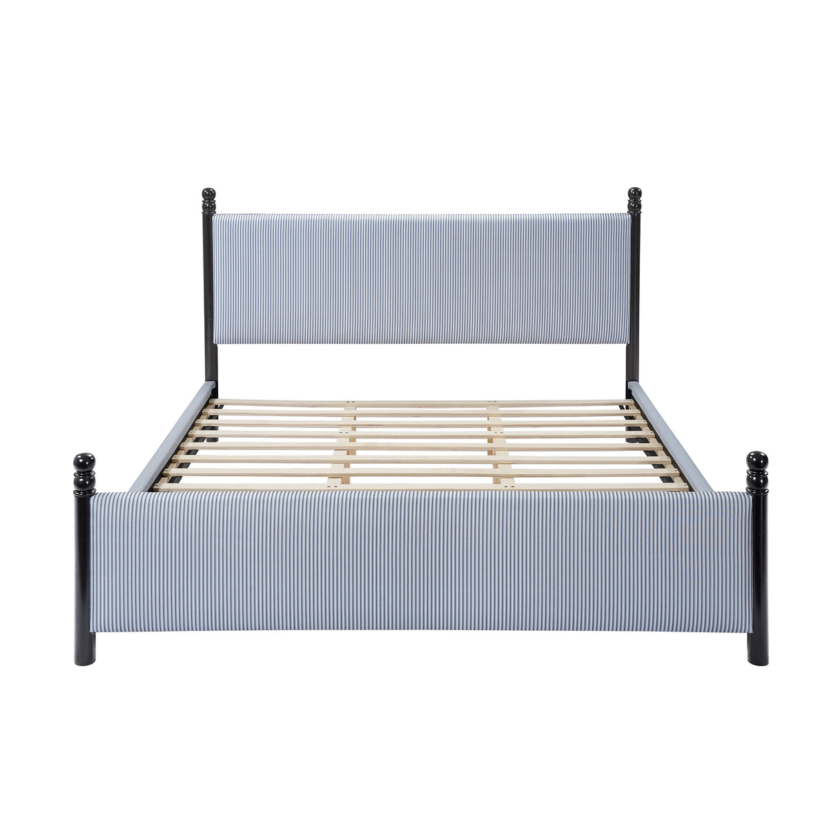 48-inch Striped Rubberwood Upholstered Bed, King