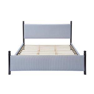 48-inch Striped Rubberwood Upholstered Bed, King