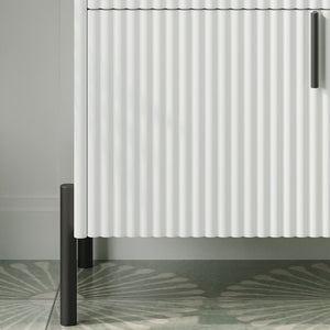 Fluted Bathroom Vanity With Ceramic Sink, Freestanding Design
