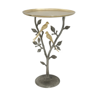 16x16x24" Metal Dual Bird Side Table with Round Tray