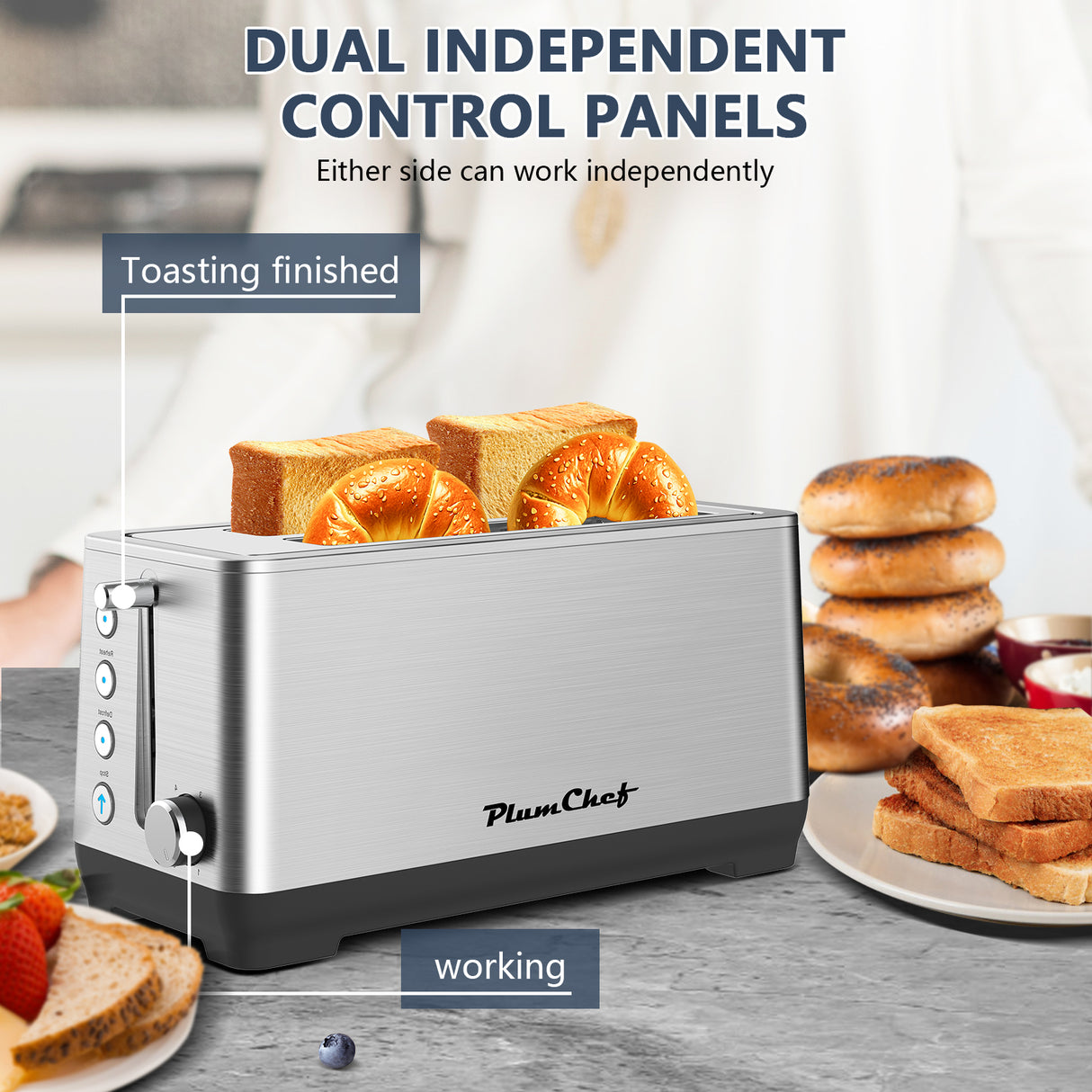 4-Slice Extra Wide Long Slot Stainless Steel Toaster