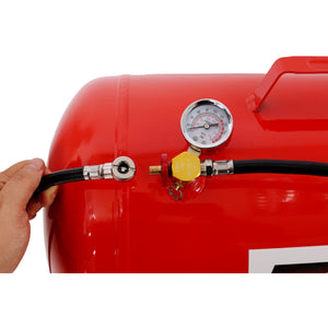 Portable 10 Gallon Air Tank with Pressure Gauge and 43" Hose - Metal