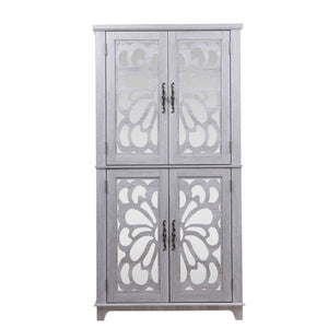 Modern Sideboard Buffet With 4 Mirrored Doors, Adjustable Shelves
