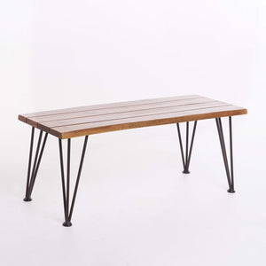 Zion - Outdoor Industrial Iron And Coffee Table - Teak - Best Buy Furniture