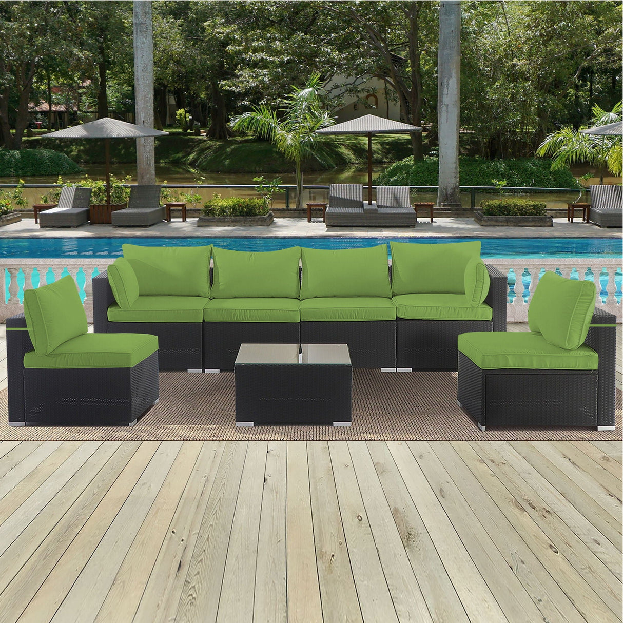 Cushion Covers For 7 Piece Wicker Sectional Sofa, 14 Pack Seat And Back Slipcovers With Zipper