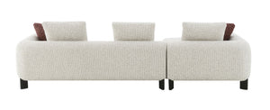 Mardi - Tweed Sectional Sofa With 3 Pillows - Maroon / Beige