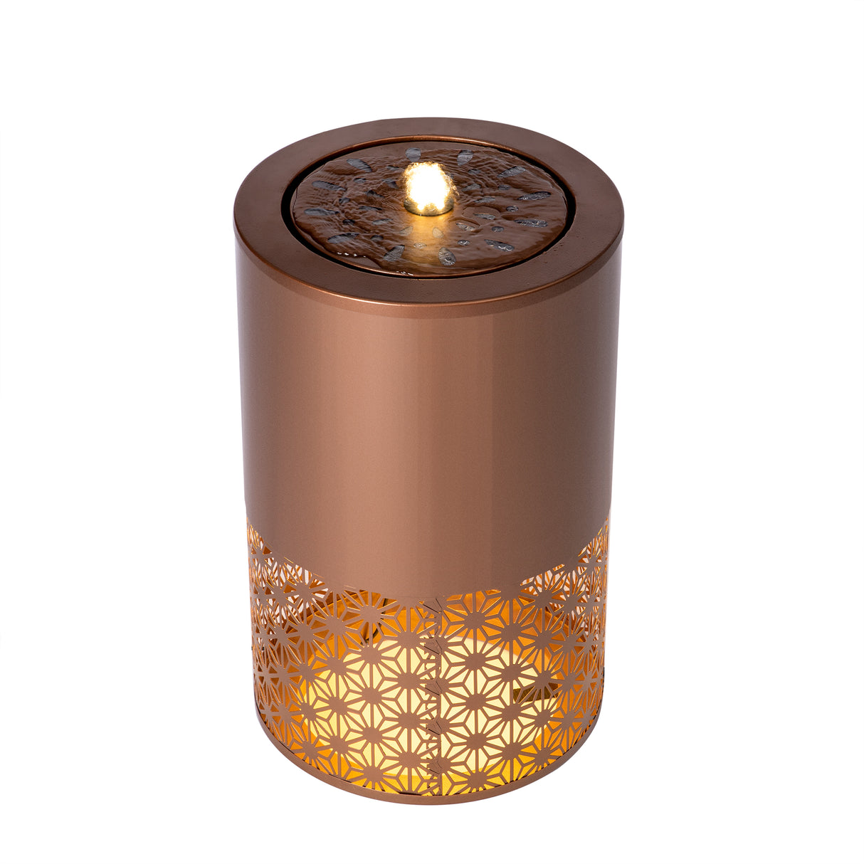 20.87"H Brown Metal Cutout Fountain with LED Lights