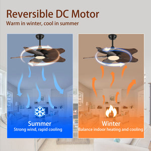 44-Inch Ceiling Fan with Light, 5 Solid Wood Blades, DC Motor