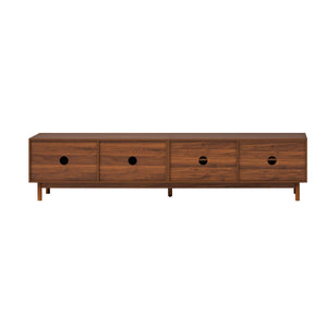 TV Stand With Legs, Media Console, 4 Cabinets For Living Room - Natural Wood