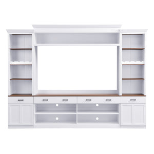 Farmhouse 4-Piece Entertainment Center with Bookshelf for TVs Up to 70"